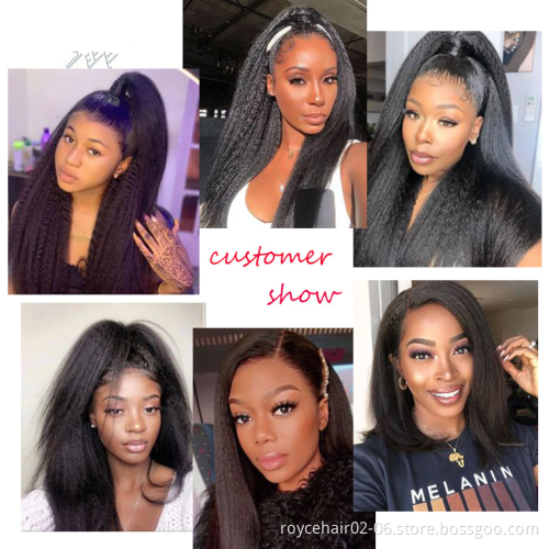 Cheap Peruvian Virgin Human Hair 13x6 Glueless Braided Customized Kinky Straight Lace Front Wig For Women